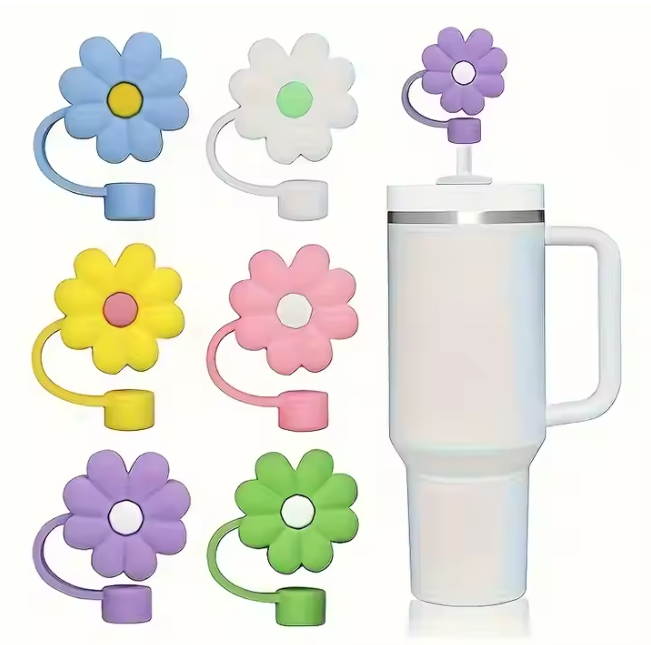 5Pcs Reusable Straw Lid Assorted Covers for Tumbler/Stanley Cup 10mm - Animal/Cloud/Flower -